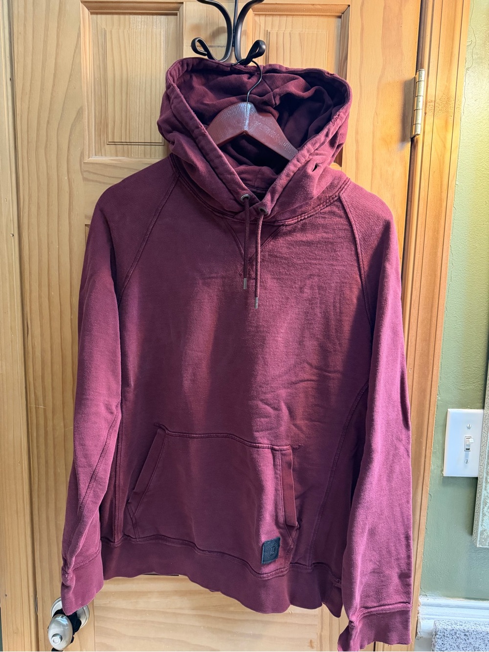 American Eagle Outfitters Distressed Maroon Pullover Hoodie
